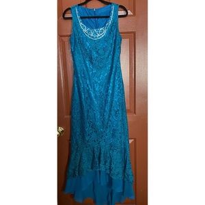 Blue prom mermaid lace dress